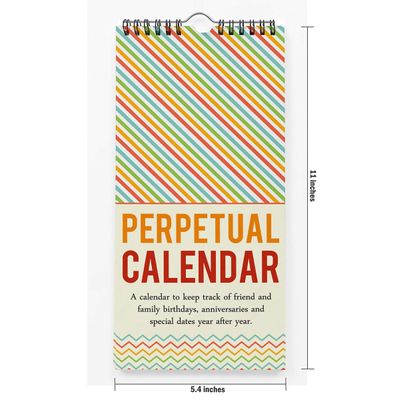 Calendário Perpétuo Rústico de Parede Listras e Chevron, Lembrete de Aniversário e Eventos Especiais, Planejador/Cartão-Presente - Inkdotpot 27,94 Cm × 13,72 Cm / Multicolorido