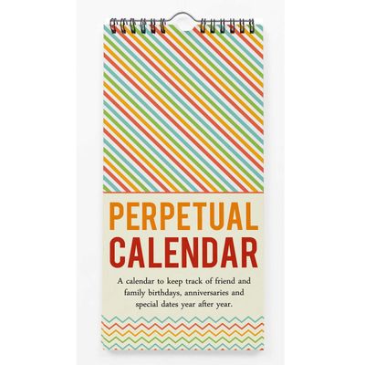 Calendário Perpétuo Rústico de Parede Listras e Chevron, Lembrete de Aniversário e Eventos Especiais, Planejador/Cartão-Presente - Inkdotpot 27,94 Cm × 13,72 Cm / Multicolorido