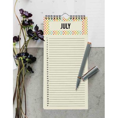 Calendário Perpétuo Rústico de Parede Listras e Chevron, Lembrete de Aniversário e Eventos Especiais, Planejador/Cartão-Presente - Inkdotpot 27,94 Cm × 13,72 Cm / Multicolorido