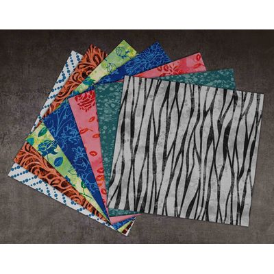 Bloco 25 Folhas de Papel Scrapbook Batik de Animais - Lado Único - Papel Cartão Colorido para Scrapbooking, Cartões e Diário - Inkdotpot 30,48 Cm × 30,48 Cm / Multicolorido