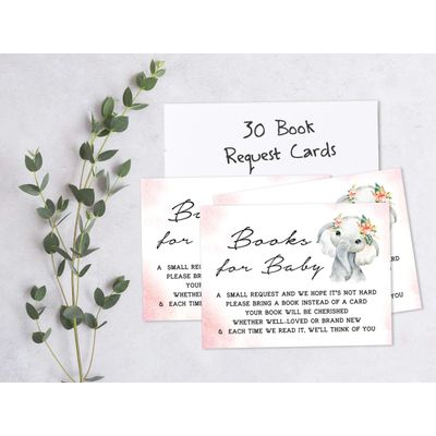 30 Cartões para Chá de Bebê com Elefante Menina e Animais da Selva - Inkdotpot 12,7 Cm × 17,78 Cm / Rosa - Conjunto