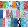 Bloco 25 Folhas de Papel Scrapbook Batik de Animais - Lado Único - Papel Cartão Colorido para Scrapbooking, Cartões e Diário - Inkdotpot 15,24 Cm × 15,24 Cm / Multicolorido