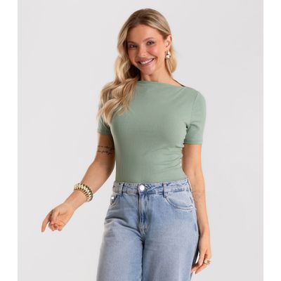 Blusa Feminina Decote Canoa Básica Ribana Rovitex Verde GG / Verde