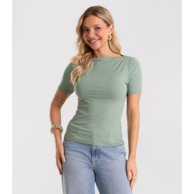 Blusa Feminina Decote Canoa Básica Ribana Rovitex Verde G / Verde