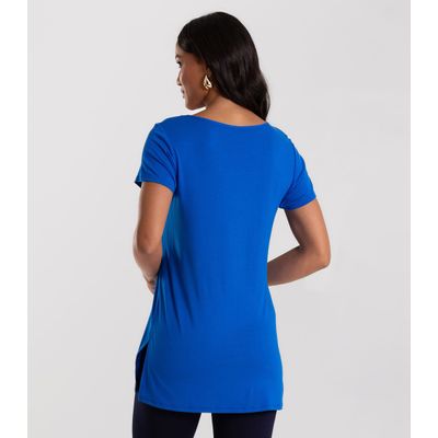Blusa Básica Alongada Feminina Rovitex Azul M / Azul