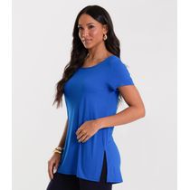 Blusa Básica Alongada Feminina Rovitex Azul