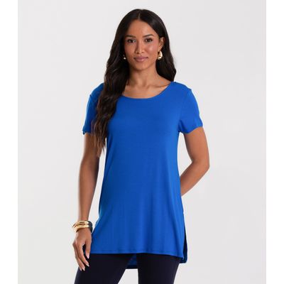 Blusa Básica Alongada Feminina Rovitex Azul M / Azul