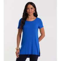 Blusa Básica Alongada Feminina Rovitex Azul