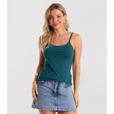 Blusa de Alça Feminina Viscotorcion Básica Rovitex Verde GG / Verde