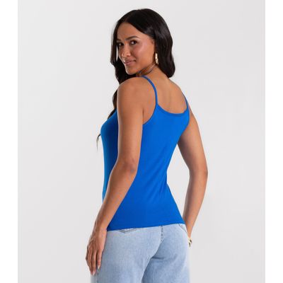 Blusa de Alça Feminina Viscotorcion Básica Rovitex Azul P / Azul