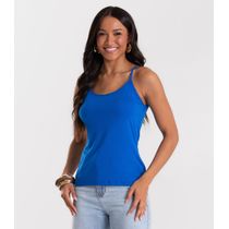Blusa de Alça Feminina Viscotorcion Básica Rovitex Azul
