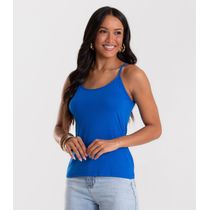 Blusa de Alça Feminina Viscotorcion Básica Rovitex Azul