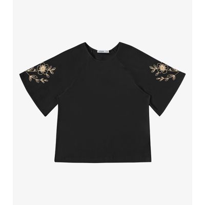 Blusa Feminina Com Bordado E Manga Raglan Endless Preto G / Preto