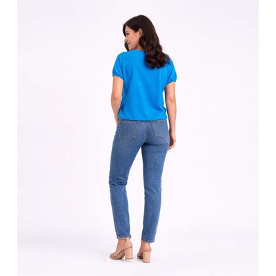 Blusa Feminina Elástico Nas Mangas Infinita Cor Azul GG / Azul