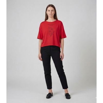Blusa Feminina Com Estampa Localizada Infinita Cor Vermelho P / Vermelho