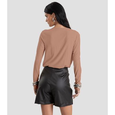 Blusa Feminina Degagê em Malha de Viscose Dianna Marrom GG / Marrom