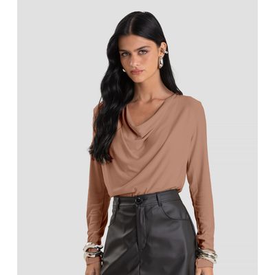 Blusa Feminina Degagê em Malha de Viscose Dianna Marrom GG / Marrom