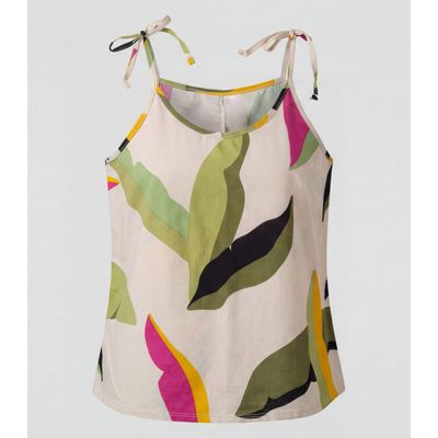 Blusa De Alça De Laço Infinita Cor Baunilha GG / Baunilha