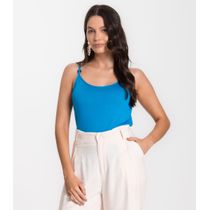 Blusa de Alça em Visco Tricot Infinita Cor Azul