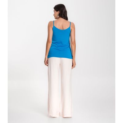 Blusa de Alça em Visco Tricot Infinita Cor Azul M / Azul