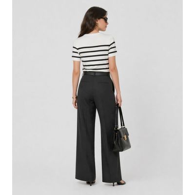 Blusa Feminina Em Tricot Listrado Dianna Bege G / Bege
