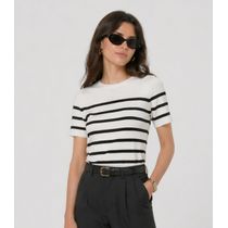 Blusa Feminina Em Tricot Listrado Dianna Bege