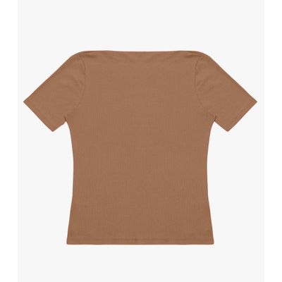 Blusa Feminina Decote Canoa Básica Ribana Rovitex Marrom P / Marrom