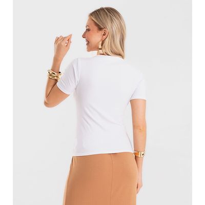 Blusa Feminina Decote Canoa Básica Ribana Rovitex Branco G / Branco