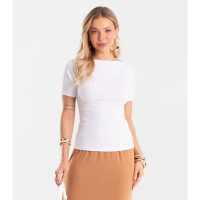 Blusa Feminina Decote Canoa Básica Ribana Rovitex Branco M / Branco