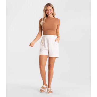 Blusa Feminina Decote Canoa Básica Ribana Rovitex Marrom M / Marrom