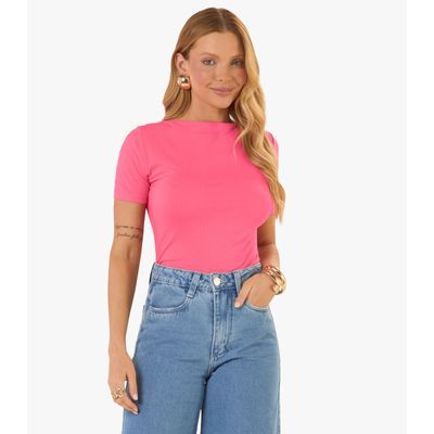 Blusa Feminina Decote Canoa Básica Ribana Rovitex Rosa G / Rosa