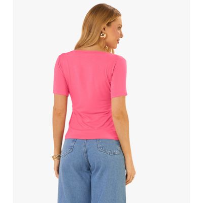 Blusa Feminina Decote Canoa Básica Ribana Rovitex Rosa G / Rosa