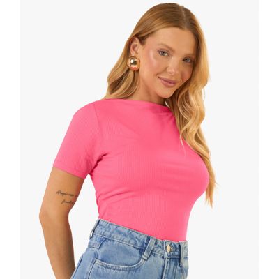 Blusa Feminina Decote Canoa Básica Ribana Rovitex Rosa GG / Rosa