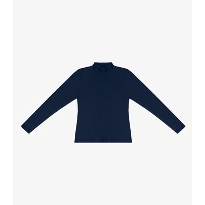 Blusa Feminina Cotton Gola Alta Básica Rovitex Azul G / Azul