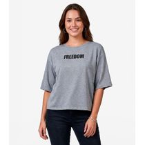 Blusa Feminina Em Viscotorcion Infinita Cor Cinza