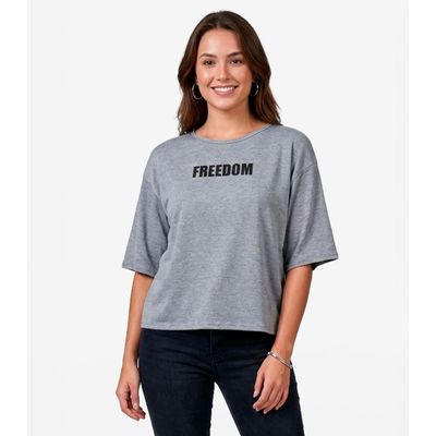 Blusa Feminina Em Viscotorcion Infinita Cor Cinza M / Cinza