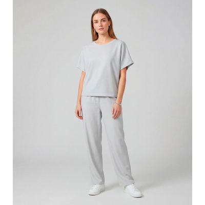 Blusa Feminina Básica Com Manga Curta Infinita Cor Cinza M / Cinza