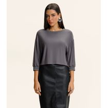 Blusa Feminina Ampla Manga 3/4 Viscose Endless Cinza