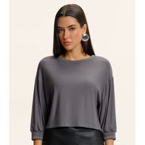 Blusa Feminina Ampla Manga 3/4 Viscose Endless Cinza