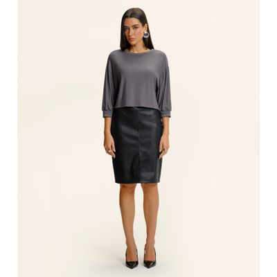 Blusa Feminina Ampla Manga 3/4 Viscose Endless Cinza G / Cinza