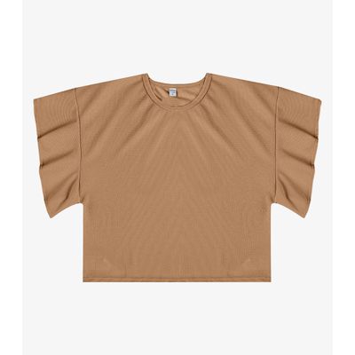Blusa Feminina Com Manga Franzida Infinita Cor Bege M / Bege