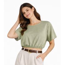 Blusa Feminina Elástico Na Cintura Infinita Cor Verde