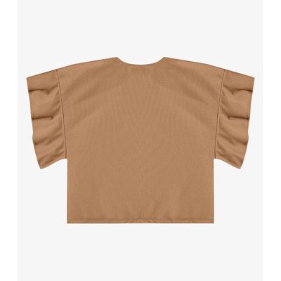 Blusa Feminina Com Manga Franzida Infinita Cor Bege P / Bege