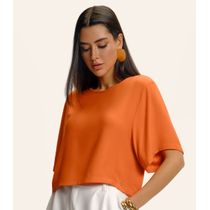 Blusa Feminina Box Manga Ampla Viscose Endless Laranja