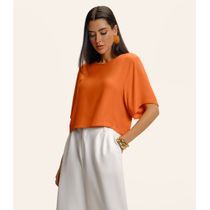 Blusa Feminina Box Manga Ampla Viscose Endless Laranja