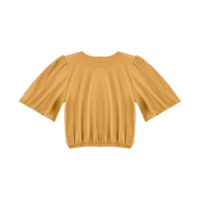 Blusa Feminina Com Franzido Na Manga Infinita Cor Marrom P / Marrom
