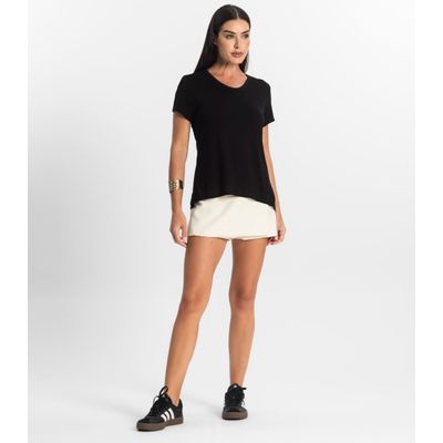 Blusa Básica Feminina Viscotorcion Rovitex Preto G / Preto