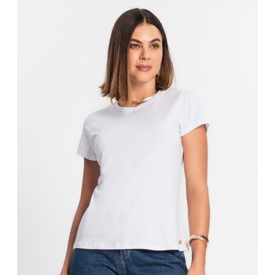 Blusa Feminina Cotton Leve Básica Rovitex Branco P / Branco