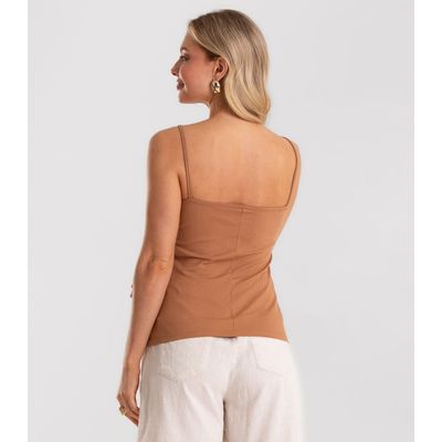 Blusa De Alça Feminina Canelada Rovitex Marrom G / Marrom