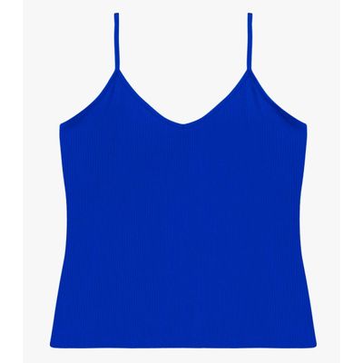 Blusa De Alça Feminina Canelada Rovitex Azul P / Azul